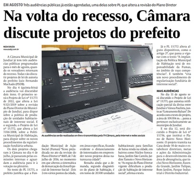 Na volta do recesso, Câmara discute projetos do prefeito