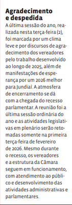 Agradecimento e despedida