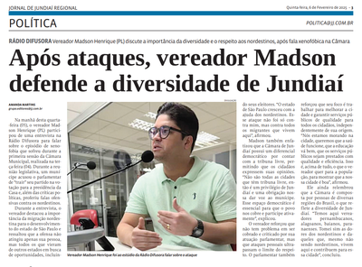 Após ataques, vereador Madson defende a diversidade de Jundiaí