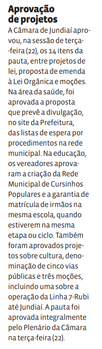 Aprovação de projetos