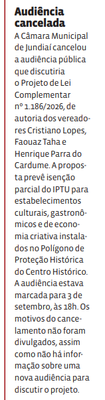 Audiência cancelada
