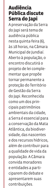 Audiência Pública discute Serra do Japi