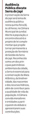 Audiência Pública discute Serra do Japi
