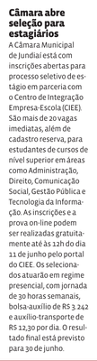 Câmara abre seleção para estagiários