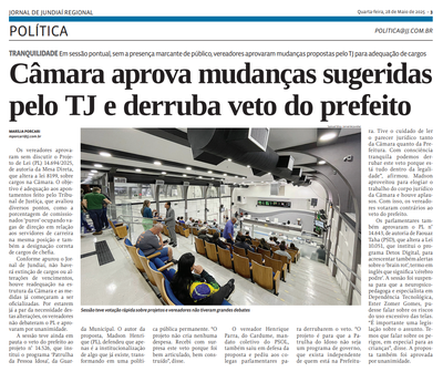 Câmara aprova mudanças sugeridas pelo TJ e derruba veto do prefeito