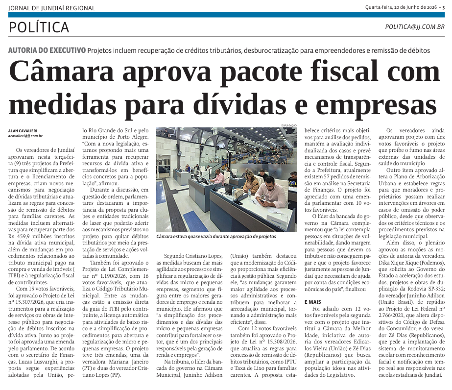 Câmara aprova pacote fiscal com medidas para dívidas e empresas