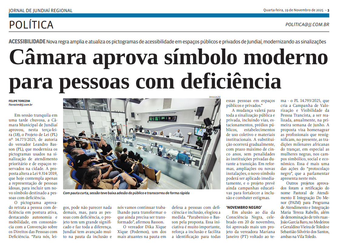 Câmara aprova símbolo moderno para pessoas com deficiência