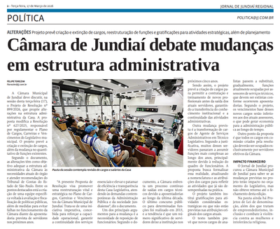 Câmara de Jundiaí debate mudanças em estrutura administrativa