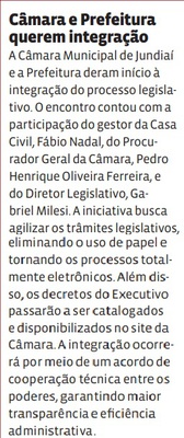 Câmara e Prefeitura querem integração