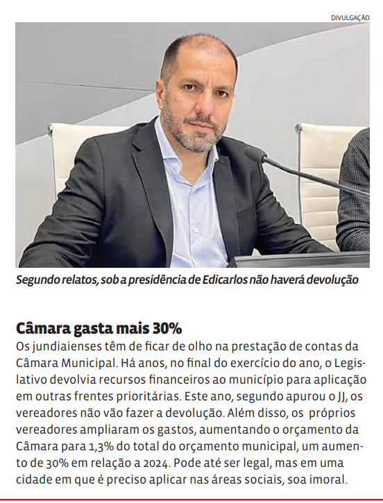 Câmara gasta mais 30%