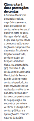Câmara terá duas prestações de contas
