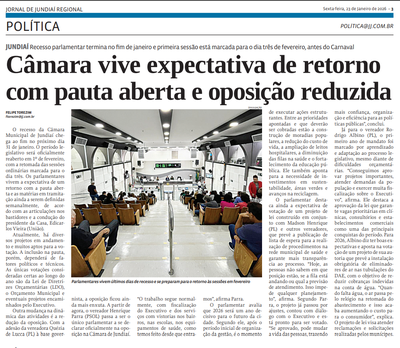 Câmara vive expectativa de retorno com pauta aberta e oposição reduzida