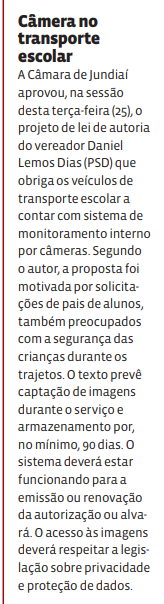 Câmera no transporte escolar