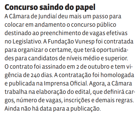 Concurso saindo do papel