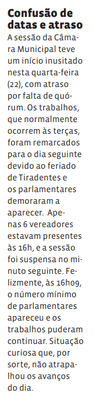 Confusão de datas e atraso