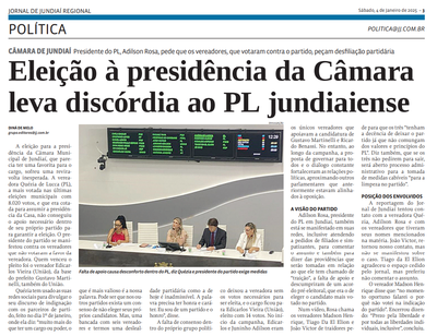 Eleição à presidência da Câmara leva discórdia ao PL jundiaiense