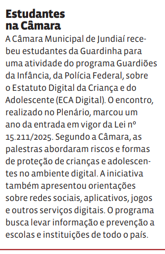 Estudantes na Câmara