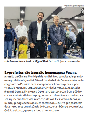 Ex-prefeitos vão à sessão homenagear Peama