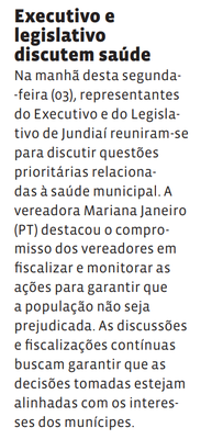 Executivo e legislativo discutem saúde