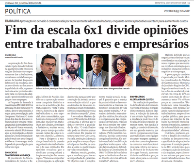 Fim da escala 6x1 divide opiniões entre trabalhadores e empresários