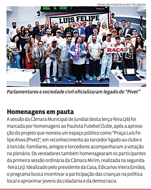 Homenagens em pauta
