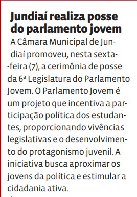 Jundiaí realiza posse do parlamento jovem