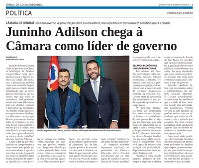 Juninho Adilson chega à Câmara como líder de governo