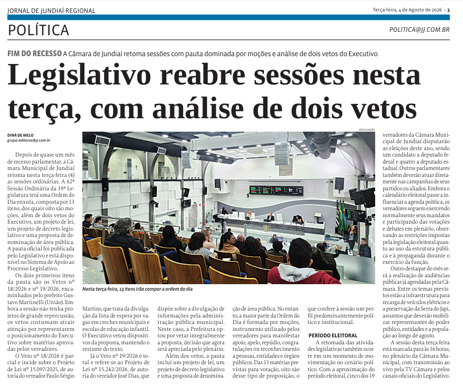 Legislativo reabre sessões nesta terça, com análise de dois vetos