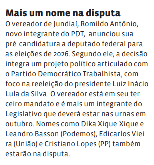 Mais um nome na disputa
