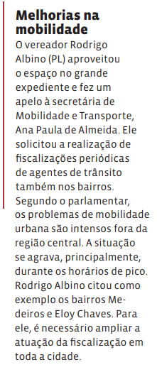 Melhorias na mobilidade