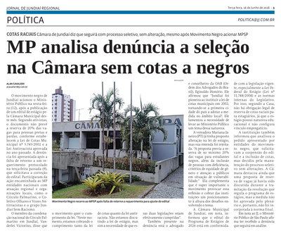 MP analisa denúncia a seleção na Câmara sem cotas a negros