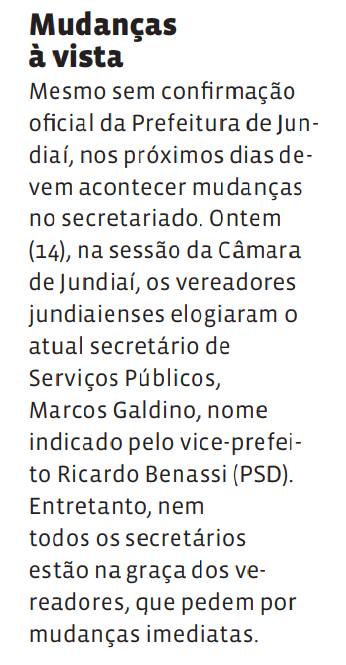 Mudanças à vista