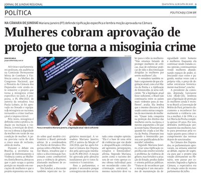 Mulheres cobram aprovação de projeto que torna a misoginia crime