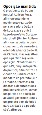 Oposição mantida
