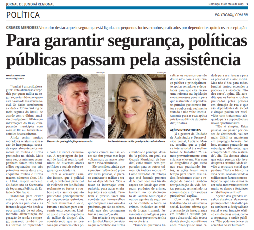Para garantir segurança, políticas públicas passam pela assistência