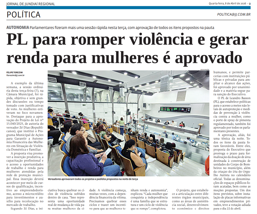 PL para romper violência e gerar renda para mulheres é aprovado