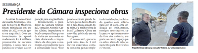 Presidente da Câmara inspeciona obras