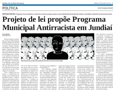Projeto de lei propõe Programa Municipal Antirracista em Jundiaí