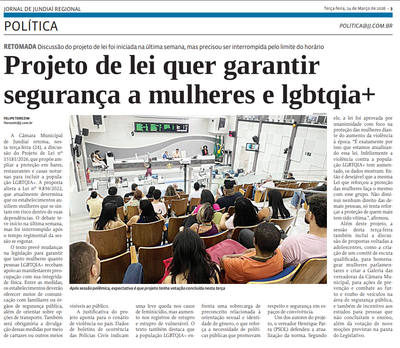 Projeto de lei quer garantir segurança a mulheres e lgbtqia+