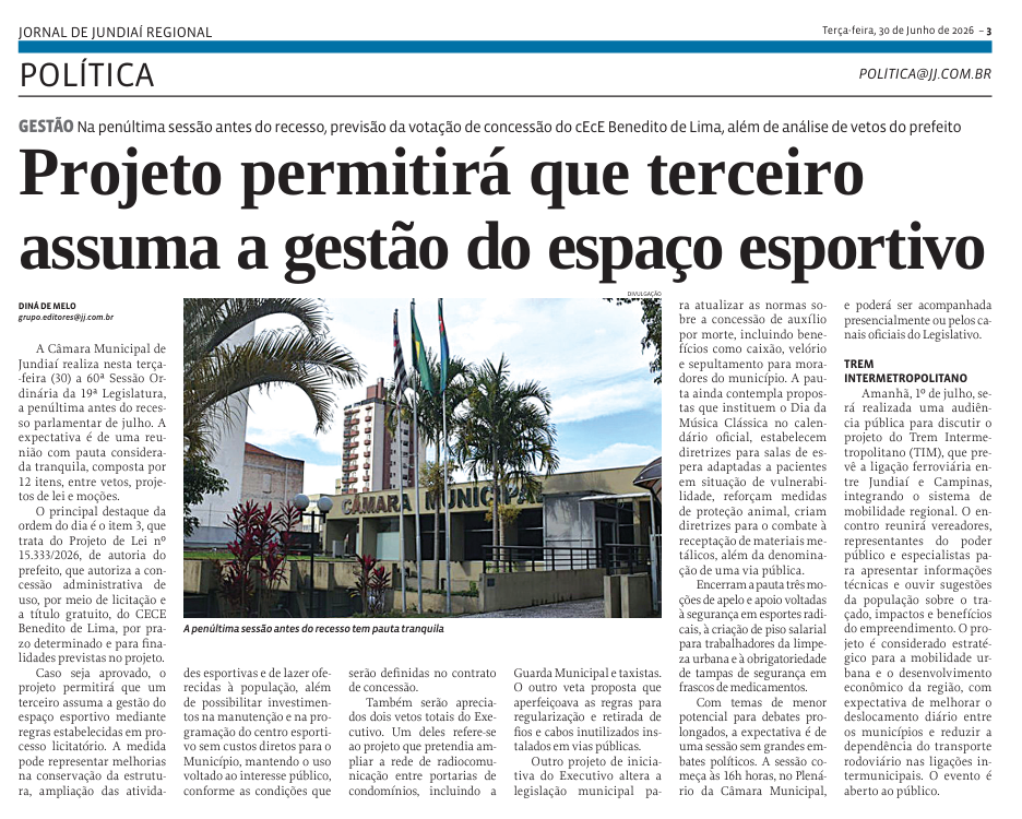 Projeto permitirá que terceiro assuma a gestão do espaço esportivo