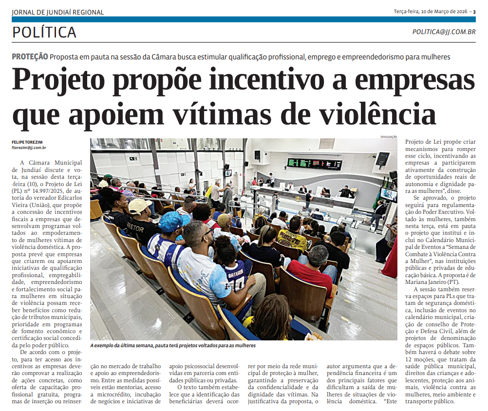 Projeto propõe incentivo a empresas que apoiem vítimas de violência