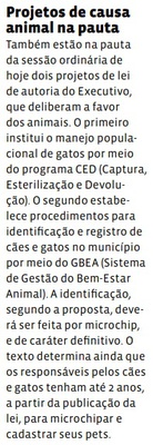 Projetos de causa animal na pauta
