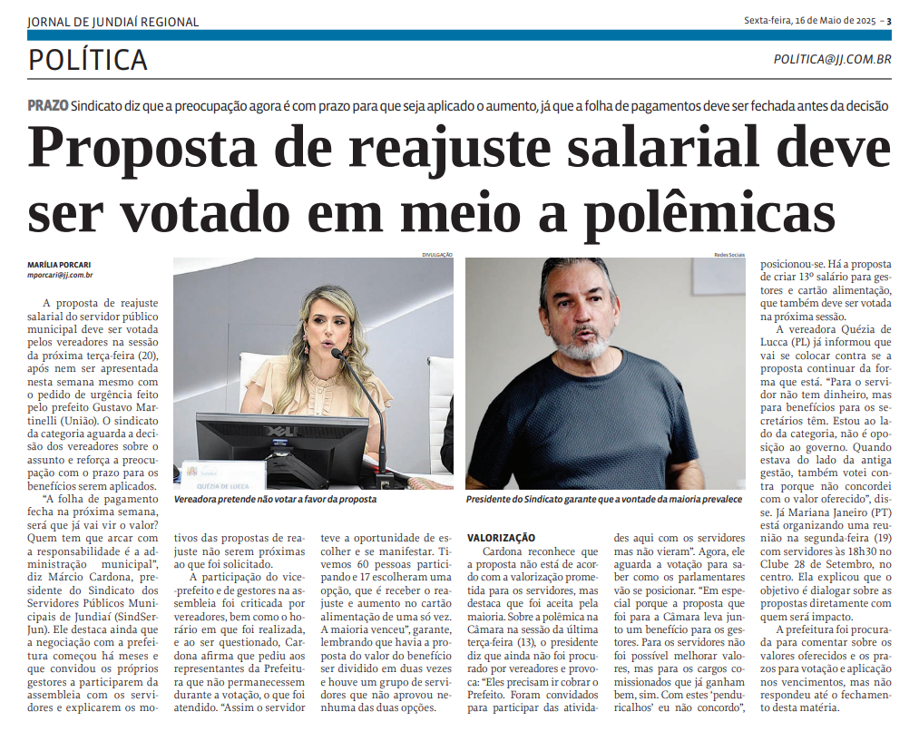Proposta de reajuste salarial deve ser votado em meio a polêmicas