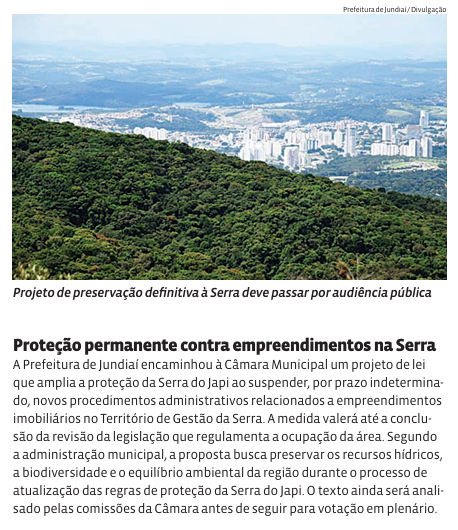Proteção permanente contra empreendimentos na Serra