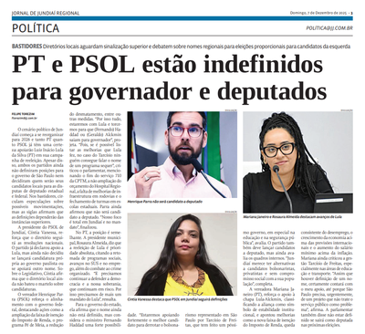 PT e PSOL estão indefinidos para governador e deputados