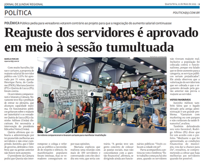 Reajuste dos servidores é aprovado em meio à sessão tumultuada