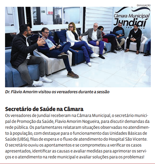 Secretário de Saúde na Câmara
