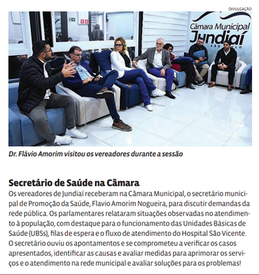 Secretário de Saúde na Câmara