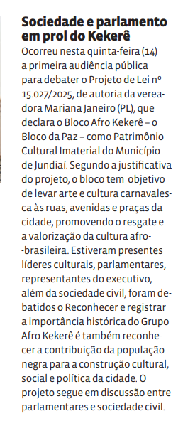 Sociedade e parlamento em prol do Kekerê