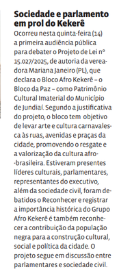 Sociedade e parlamento em prol do Kekerê